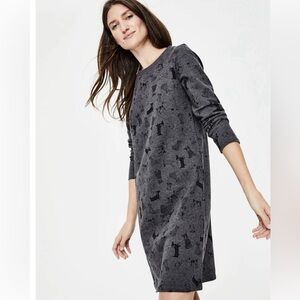 Boden Gray Dog Print Cotton Sweatshirt Dress, 4L